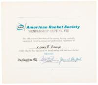 American Rocket Society Membership Certificate