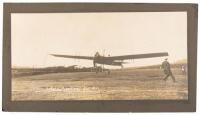 Original photograph of French aviation pioneer Hubert Latham landing his Antoinette VII monoplane, likely at Tanforan Field in San Bruno, south of San Francisco