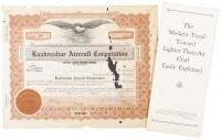 Brochure and stock certificate for the Knabenshue Aircraft Corporation