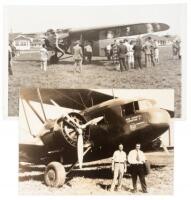 Two vintage press photographs of airplanes preparing for Admiral Richard E. Byrd's two expeditions to Antarctica