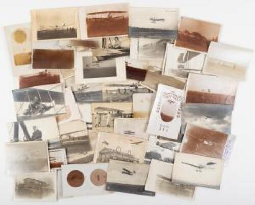 Approximately 75 real-photo postcards, original snapshot photographs, photomechanical postcards, etc., featuring heavier- and lighter-than-air flying craft, most at Berlin's Johannisthal airfield