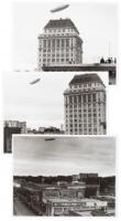 Three original photographs of the airship "Akron" cruising over Sacramento, California