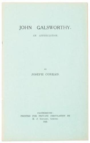 John Galsworthy. An Appreciation.