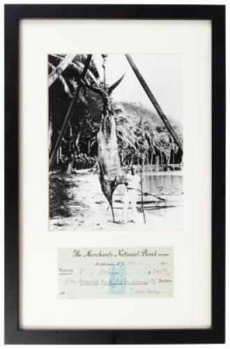 Zane Grey Framed Photograph with Signed Check