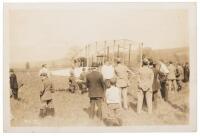 Original photograph taking at the testing of the "White Wing," with aviation pioneers Glenn Curtiss, Casey Baldwin, and Augustus Post