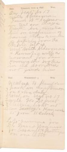 Log book kept by F. Anderson recorded his duties and activities while serving in the San Francisco Police Department