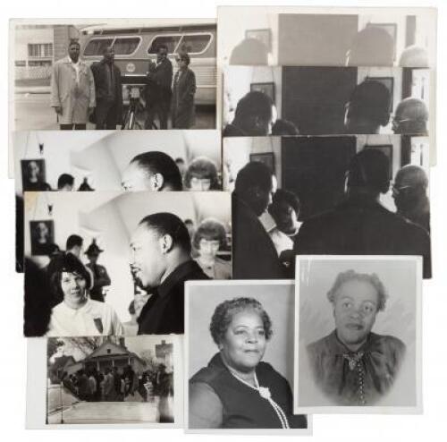 Nine vintage photographs documenting a visit of Dr. Martin Luther King to the Prince Hall Masonic and O.E.S. Home in Rock Island, IL during the Great Mississippi River Flood and documenting Rock Island marchers on Memphis days after the assassination of D