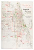 Map of Chicago and Suburbs. Chas A. Wilson, Real Estate, 563 Rookery Building, Chicago. Acres, Subdivisions, Residences, Business and Manufacturing Property. Correspondence Solicited