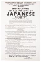 Printed poster instructing persons of Japanese ancestry in San Francisco to report to the Civil Control Station at 1530 Buchanan Street