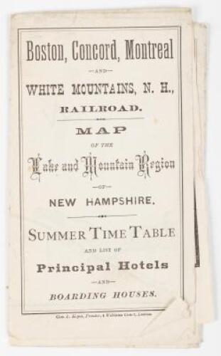 Map of the Mountain and Lake Region of New Hampshire Showing the Location of the Prominent Hotels and Boarding Houses, and the route of the Boston, Concord, Montreal & White Mountains Railroad