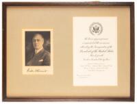 Invitation to the 1933 Inauguration of President Franklin D. Roosevelt matted and framed with a facsimile autographed portrait of the President