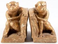 Pair of gilt simian bookends