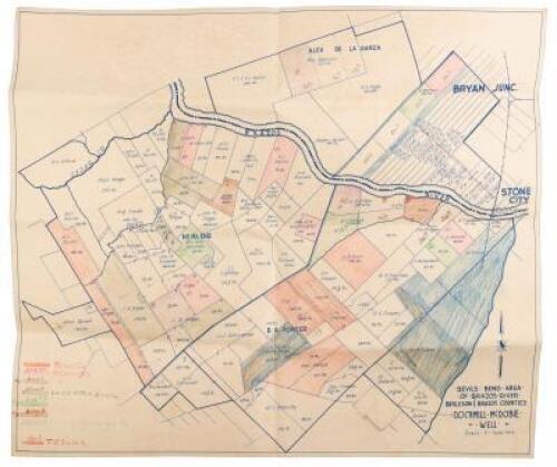 Devils Bend Area of Brazos River Burleson & Brazos Counties Rochmill-McRobie Well. Scale 1" = 500 Vrs.