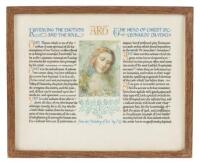 "The Head of Christ" - Calligraphic manuscript on vellum with a color miniature of the painting by Leonardo Da Vinci