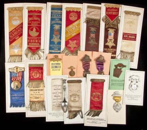 Collection of San Francisco Convention Badges of the Grand Army of the Republic, plus a few others