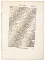 Original leaf from the Polycronicon, printed by William Caxton in 1482 at Westminster