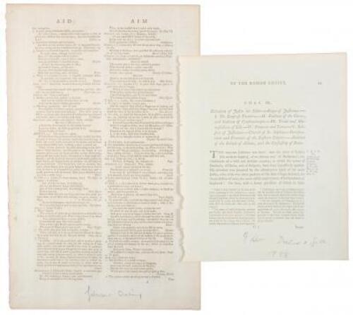 Original leaves from Johnson's Dictionary and Gibbon's Roman Empire
