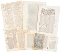 Archive of twelve examples of 16th century printing from continental Europe