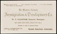 The Western Colorado Immigration & Development Co. trade card