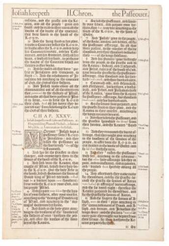 A Leaf from the 1611 King James Bible with "The Noblest Monument of English Prose" by John Livingston Lowes & "The Printing of the King James Bible" by Louis I. Newman