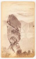 Boudoir Cabinet Card of Agassiz Column with Yosemite Falls in the background