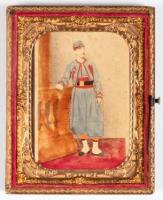 Hand colored Cartes-de-visite of Zouave soldier in quarter plate case