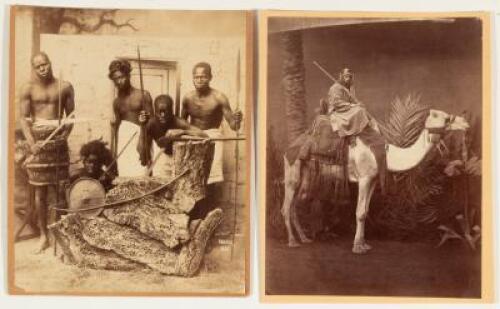 Two views, Group of Sudanese Warriors and Man on Camel