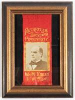 1896 Presidential Campaign Ribbon With McKinley Portrait, "Patriotism Protection Prosperity, Wm. McKinley The Nation's Choice"