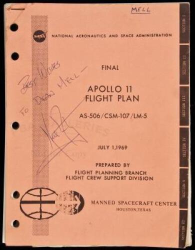 Apollo 11 Flight Plan - Signed by Neil Armstrong