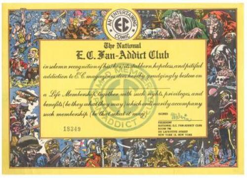 Original EC FAN-ADDICT CLUB Membership Certificate