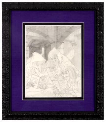 Original Detailed Pencil Sketch of the GHOULUNATICS Reading EC Comics by Johnny Craig