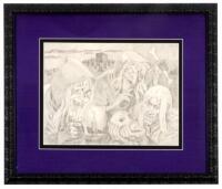 Original Detailed Pencil Sketch of the GHOULUNATICS by Johnny Craig