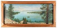 Oil painting on board of Lake Tahoe