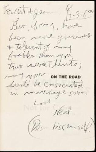 On The Road - Inscribed by Neal Cassady