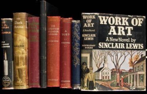 Eight volumes of miscellaneous literature, including works by Doyle, Burroughs, and Poe