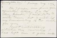 Autograph Letter from Jack London to Charmian Kittredge