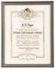 Ornate certificate presented to a Fireman's Fund Insurance Company agent for 25 years of service