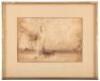 Original drawing of two men on a river bank, apparently fishing