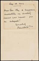 Autograph Note Signed by Owen Wister