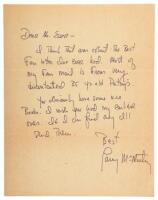 Autograph letter addressed to Mr. Esser and signed by Larry McMurtry