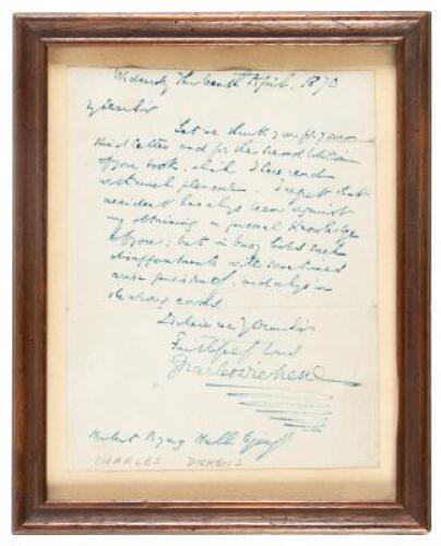 Letter from Charles Dickens to author Herbert Byng Hall