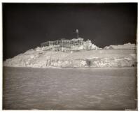 Glass plate negative view of Alcatraz Island