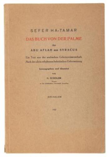 Sefer Ha-Tamar: Das Buch von der Palme, des Abu Aflah aus Syracus, Ein Text aus der arabischen Geheimwissenschaft. Nach der allein erhaltenen hebraischen Uebersetzung