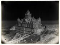 Glass plate negative view of the Cliff House as seen from Sutro Heights