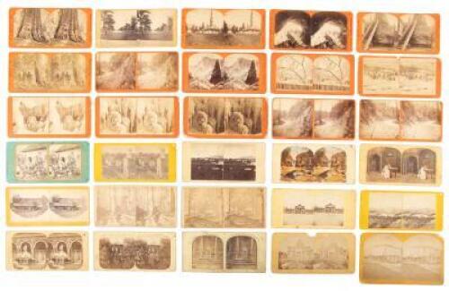 Thirty miscellaneous stereoview cards including views of the Mariposa Grove by J.J. Reilly