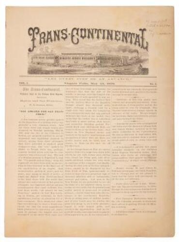 Trans-Continental. Vol 1, No. 1, Niagara Falls, May 24, 1870