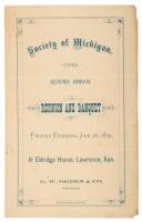 Society of Michigan, Second Annual Reunion and Banquet, Friday Evening, Jan. 26, 1872, At Eldridge House, Lawrence, Kan.