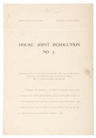 House Joint Resolution No. 7., 34th Legislative Assembly. Territory Of New Mexico