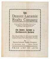 Denver-Laramie Realty Company: Owners of Welby, Wattenberg, Fort St. Vrain and Milliken townsites, and garden tracts and farming lands along the line of The Denver, Laramie & Northwestern Railway
