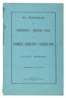 El Mensaje Del Gobernador L. Bradford Prince A La Asamblea Legislativa Vigesima-Nona De Nuevo Mexico. Deciembre 30 De 1891